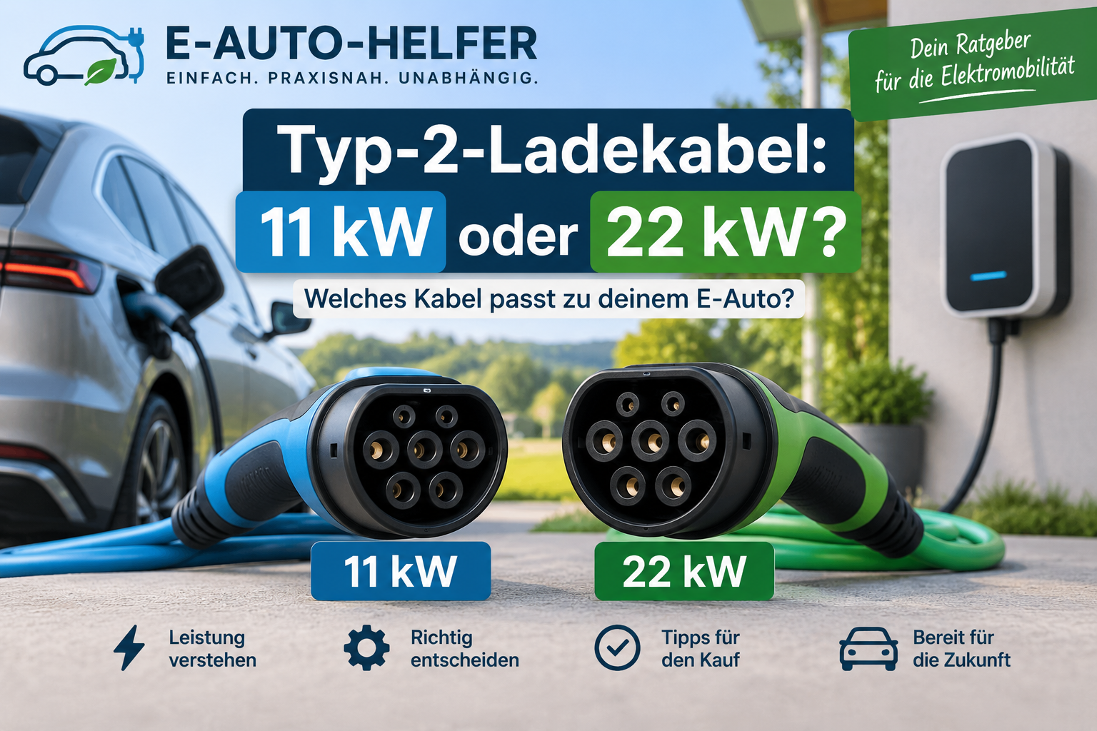Typ-2-Ladekabel 11 kW oder 22 kW für Elektroautos